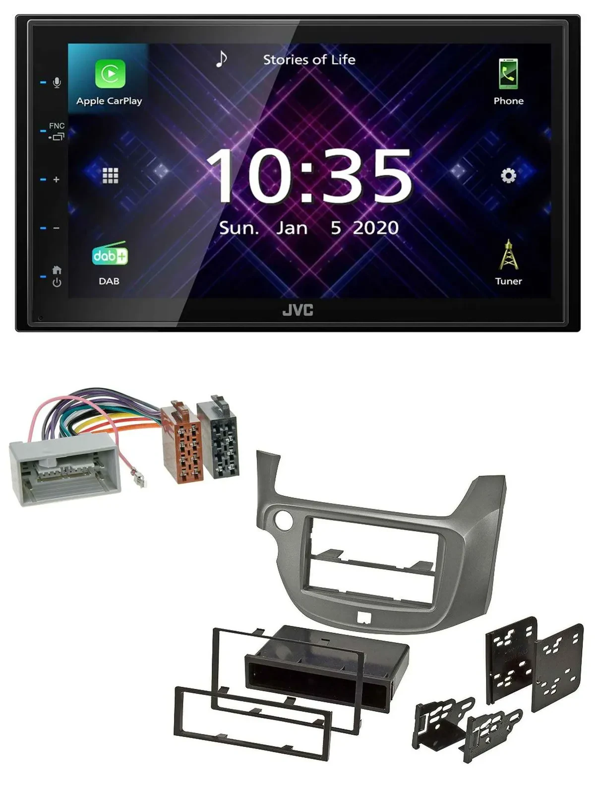 JVC DAB 2DIN MP3 Bluetooth USB Autoradio für Honda Jazz ab 09 silber