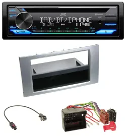 Автомагнитола JVC Bluetooth MP3 USB DAB CD для Ford Kuga/Fusion/Transit 2005–2012, серебристая