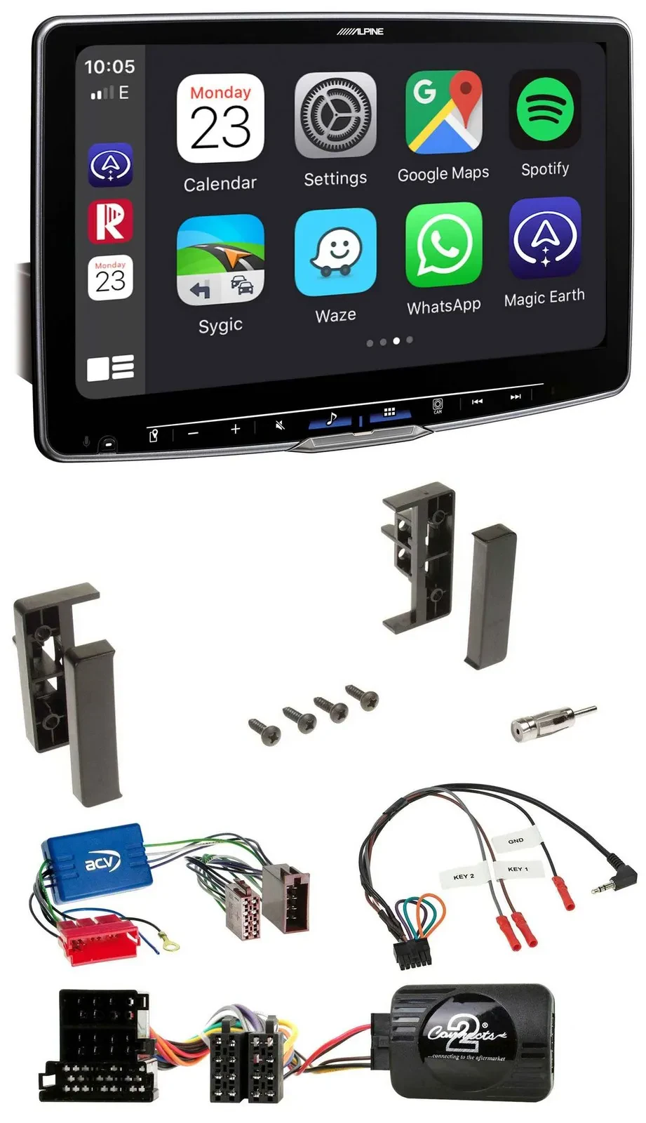 Alpine Lenkrad USB Bluetooth DAB Autoradio für Audi A3 A4 A6 99-00 Aktivsystem