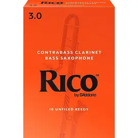 Трости для кларнета Rico Contra-Alto/Contrabass Clarinet Reeds, Box of 10 Strength 3