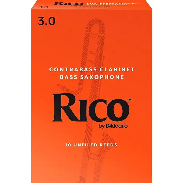 Трости для кларнета Rico Contra-Alto/Contrabass Clarinet Reeds, Box of 10 Strength 3