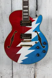 D'Angelico Premier Grateful Dead SS Semi Hollowbody Electric Guitar with Gig Bag