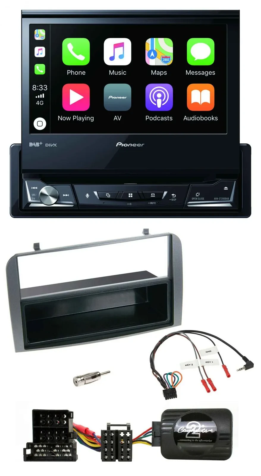 Pioneer DVD Bluetooth DAB USB Lenkrad Autoradio für Alfa 147 GT anthrazit Ablage