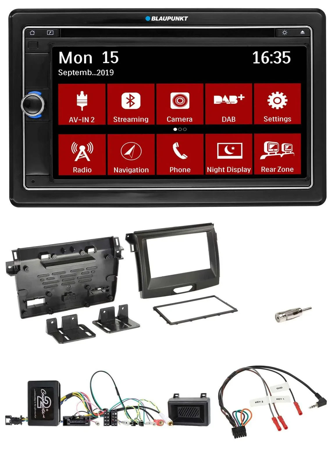 Blaupunkt Bluetooth DAB 2DIN USB DVD Lenkrad Autoradio für Ford Ranger 2AB ab 04