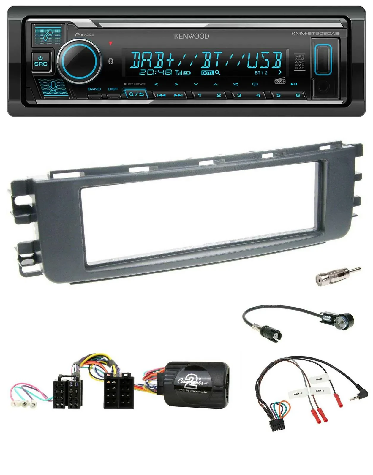 Kenwood Bluetooth Lenkrad DAB USB Autoradio für Smart ForFour 04-06 W454 Audio 2