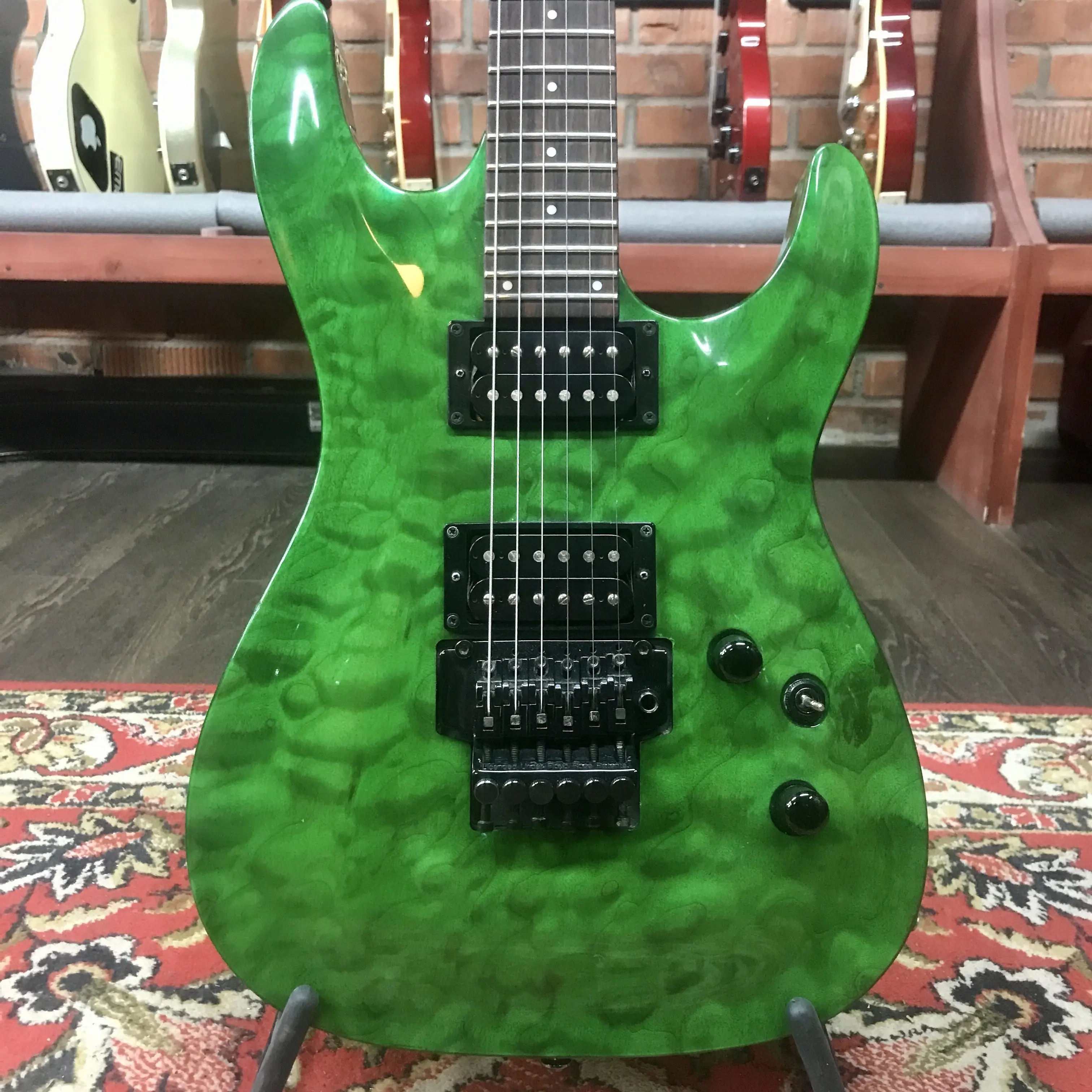 Электрогитара LTD by ESP MH-100QM Transparent Green HH Indonesia 2004