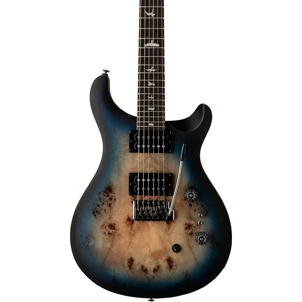 Электрогитара PRS SE Exotic Custom 24-08 Poplar Burl Lake Blue Midnight Burst, 24 лада, 25", H-H, тремоло, с чехлом