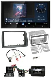 Kenwood Bluetooth 2DIN USB DAB Lenkrad Autoradio für Fiat Panda 2004-2007 grau