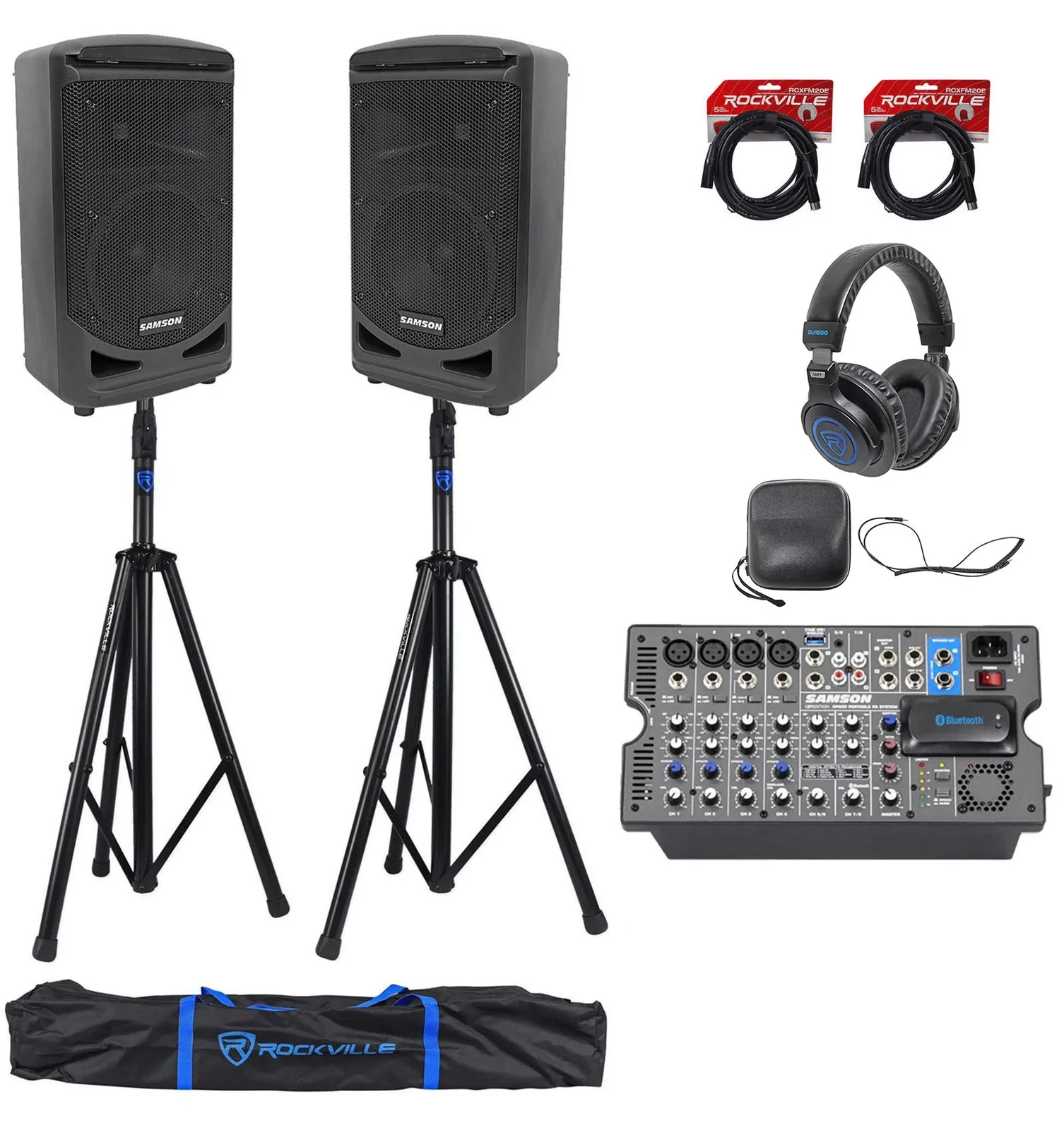 Samson Church/School Portable 8" Audio Visual Speaker Sound System+Headphones