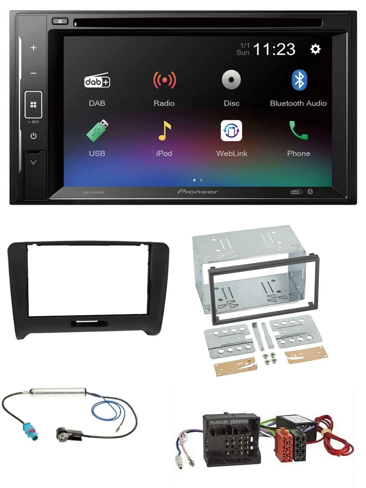Pioneer Bluetooth MP3 USB 2DIN DAB DVD Autoradio für Audi TT 06-14 Aktivsystem Q