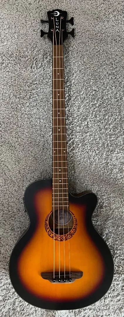 Бас-гитара акустическая Luna Guitars LAB34TRIBALTSB Tribal Tobacco Sunburst