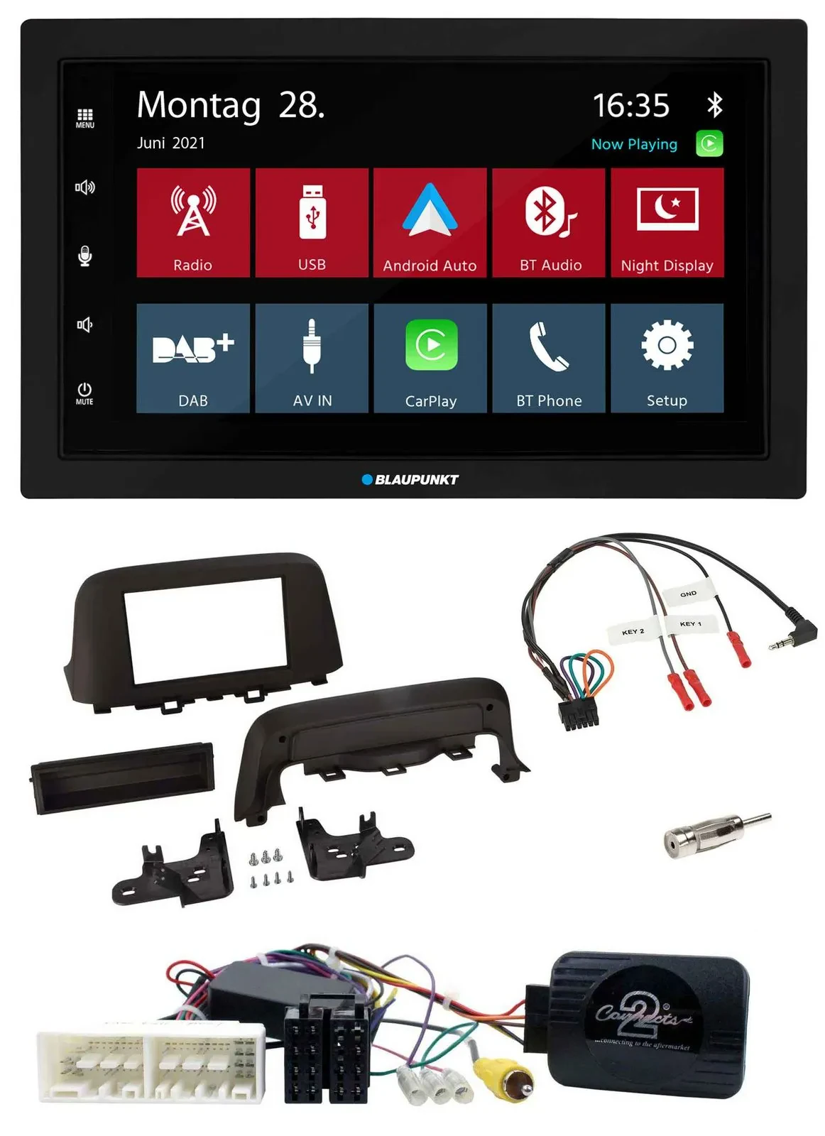 Blaupunkt Lenkrad Bluetooth DAB 2DIN USB Autoradio für Hyundai Kona ab 2013