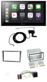 Автомагнитола Pioneer 2 DIN, USB, Bluetooth, DAB, MP3 для Opel Corsa C (2000–2004), разъем ISO, цвет серебристый