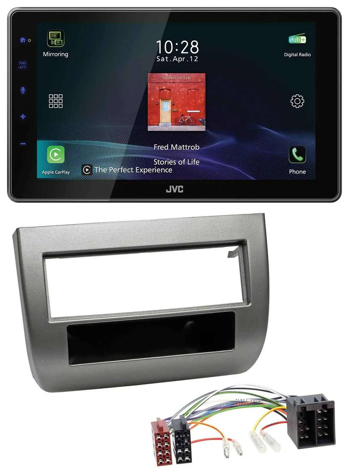 Автомагнитола JVC DAB, MP3, Bluetooth, USB для Lancia Y (843, 03–11) антрацит