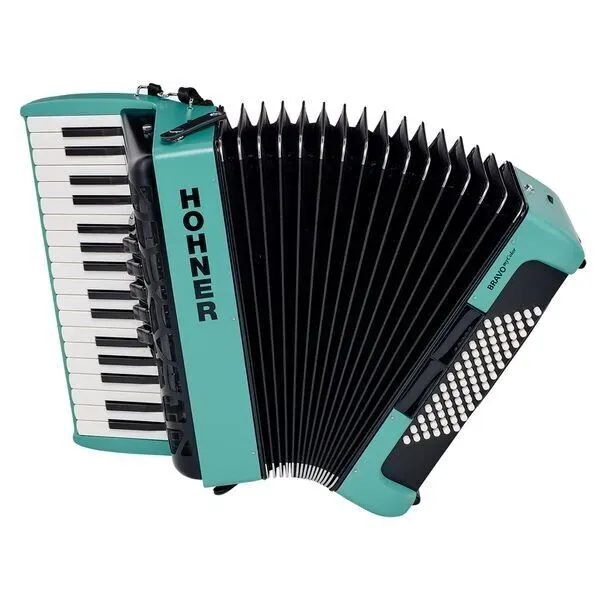 Hohner Bravo MyColor III 72 Chromatic Piano Key Accordion Wind - Teal Blue