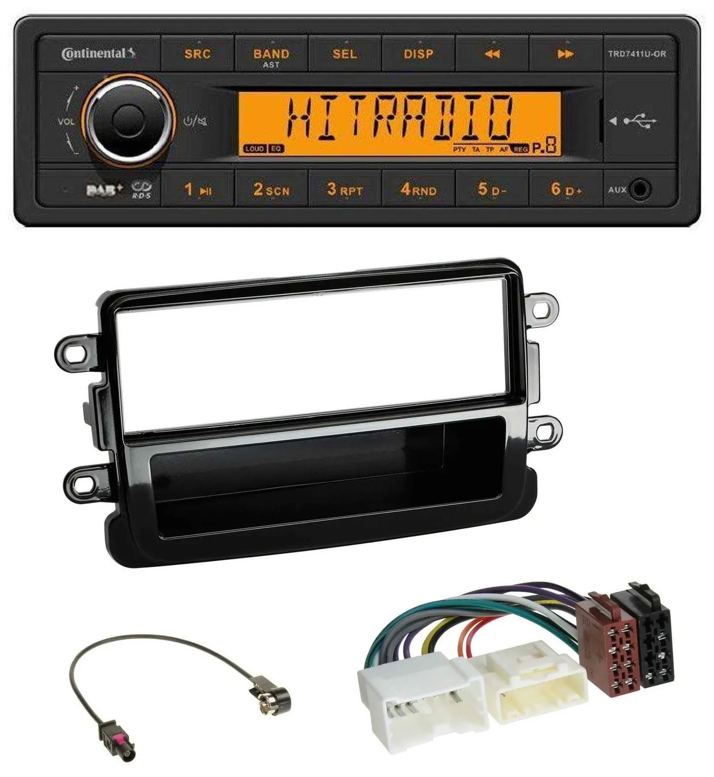 Continental 1DIN DAB MP3 AUX USB Autoradio für Dacia Lodgy Dokker Duster Sandero