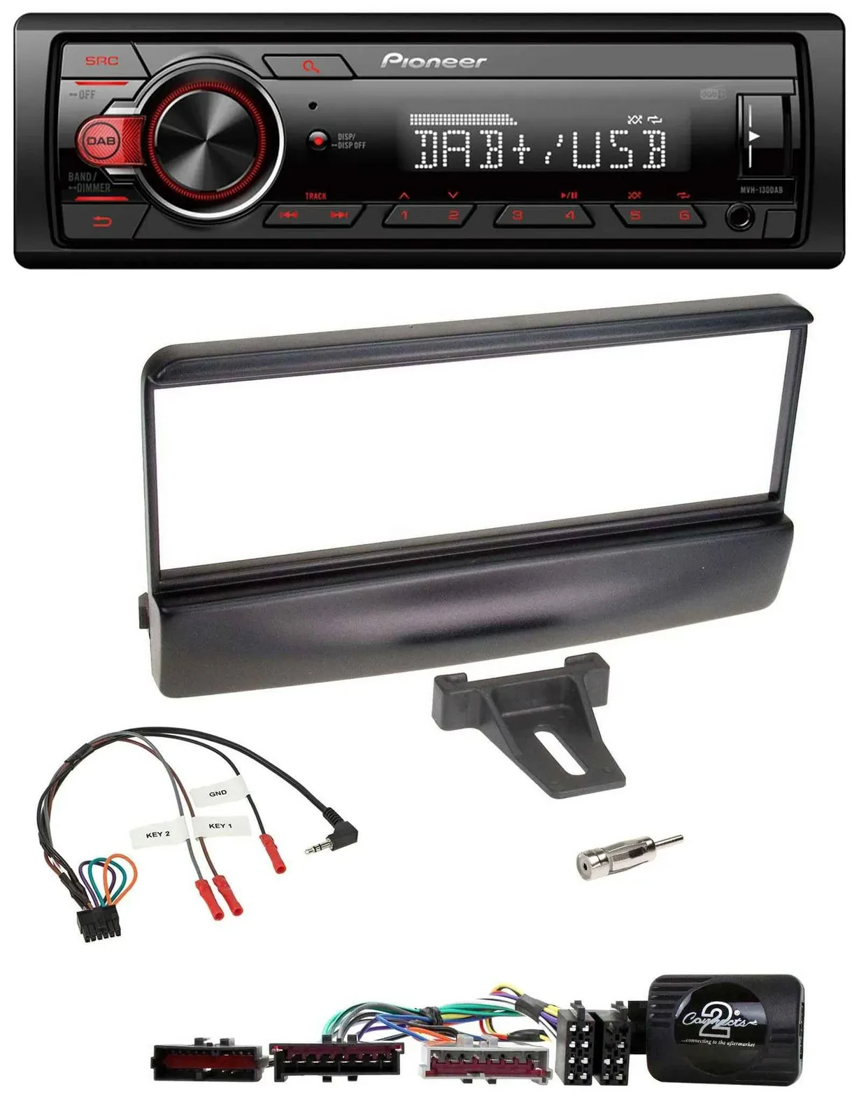 Pioneer MP3 1DIN DAB USB Lenkrad Autoradio für Ford Mondeo 2000-02 schwarz