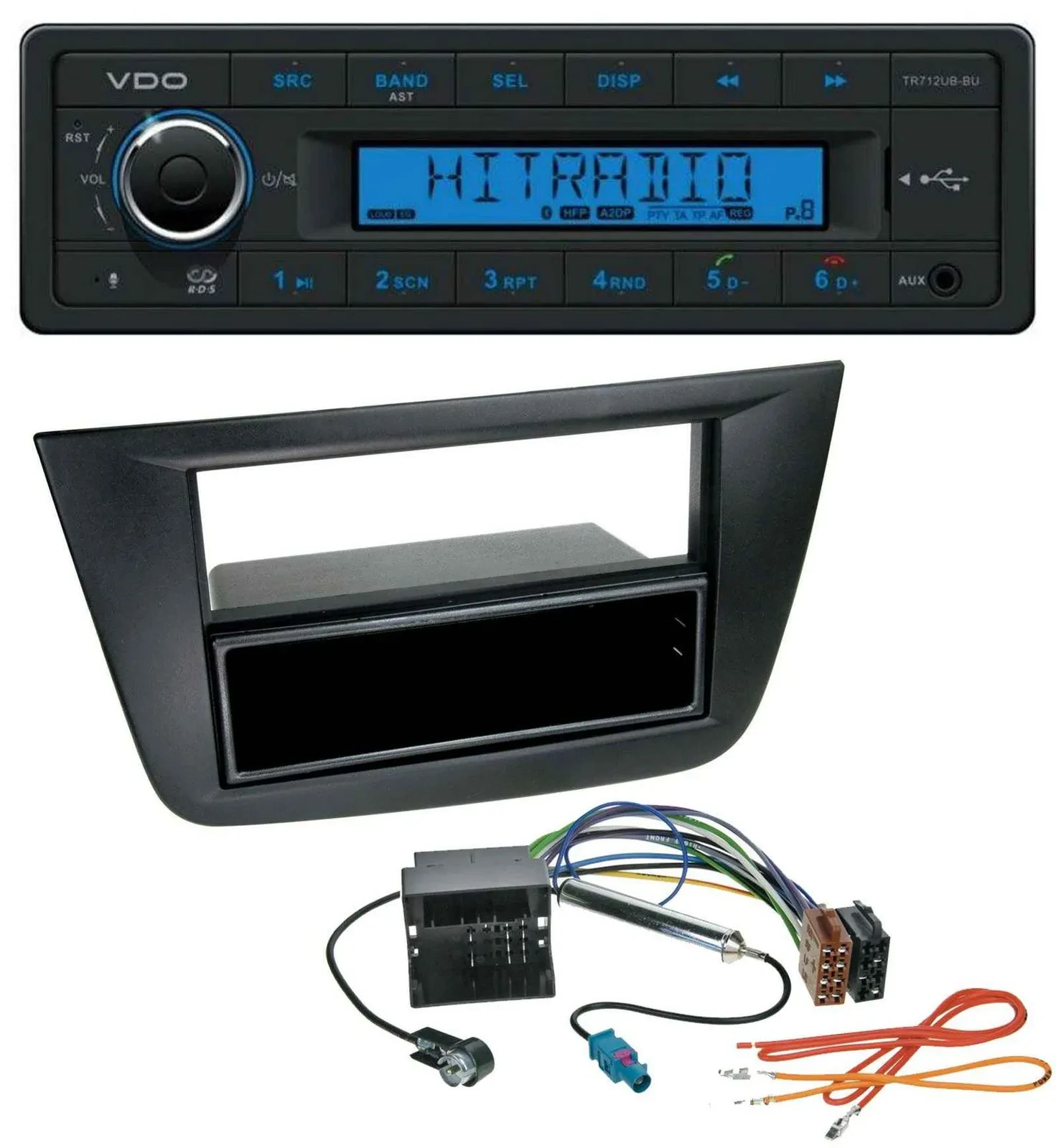 Автомагнитола VDO Bluetooth USB AUX MP3 для Seat Toledo/Altea (с 2005), черный
