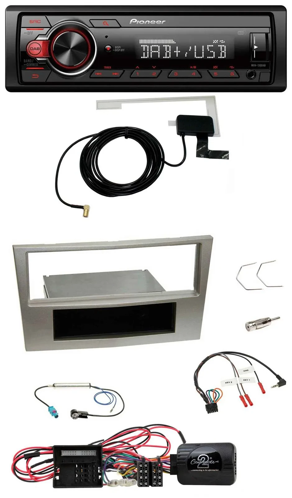 Автомагнитола для Opel Corsa D Pioneer 1 DIN, MP3, DAB, USB, с поддержкой кнопок на руле, цвет Satin Stone, 2009–2014