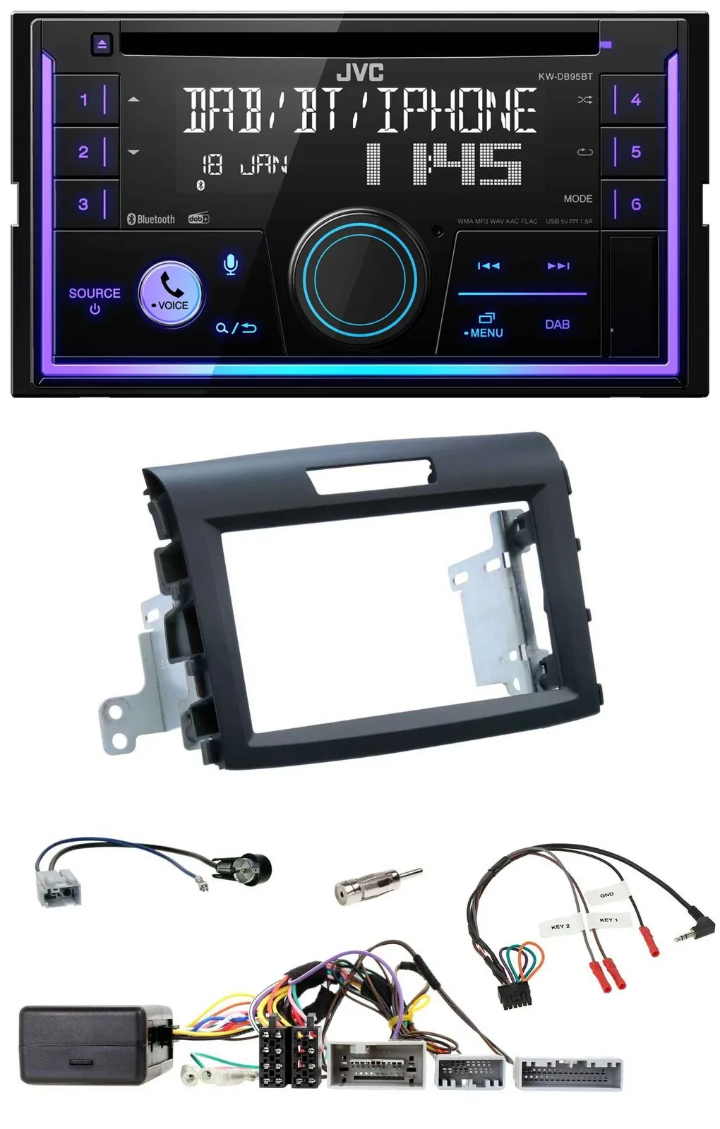 JVC Lenkrad USB 2DIN DAB Bluetooth CD Autoradio für Honda CR-V FR5/FR6 ab 2013 s