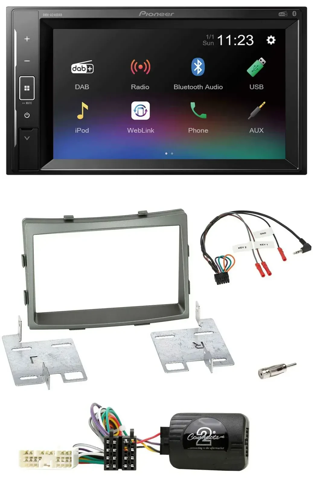 Pioneer DAB Lenkrad 2DIN Bluetooth USB Autoradio für SSangYong Rodius ab 2013