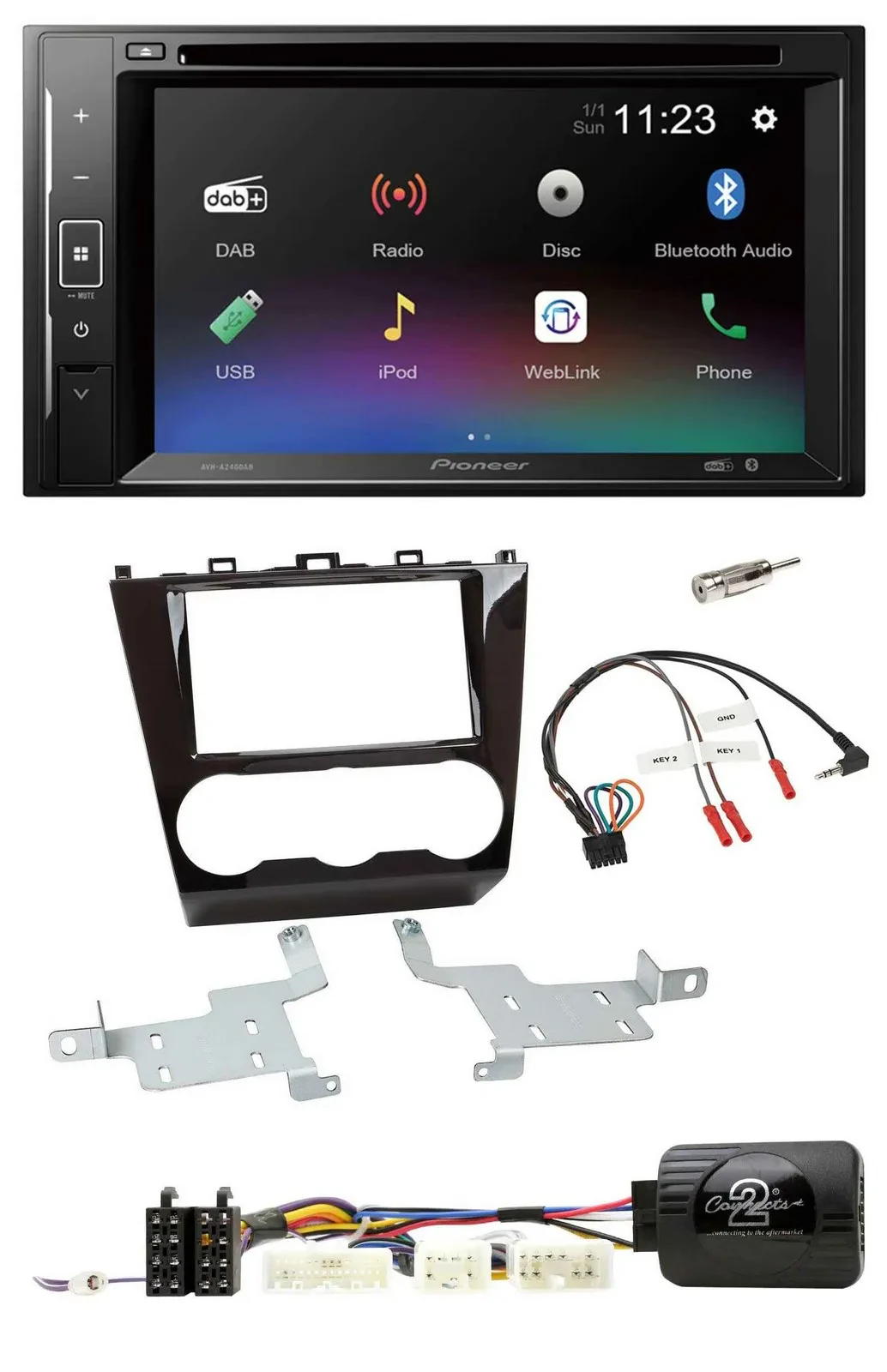 Pioneer Bluetooth Lenkrad USB 2DIN DAB DVD Autoradio für Subaru Forester ab 2015
