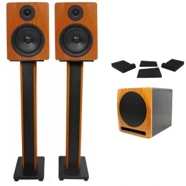 Активный студийный монитор Rockville APM6C Wood с сабвуфером и аксессуарами (пара)