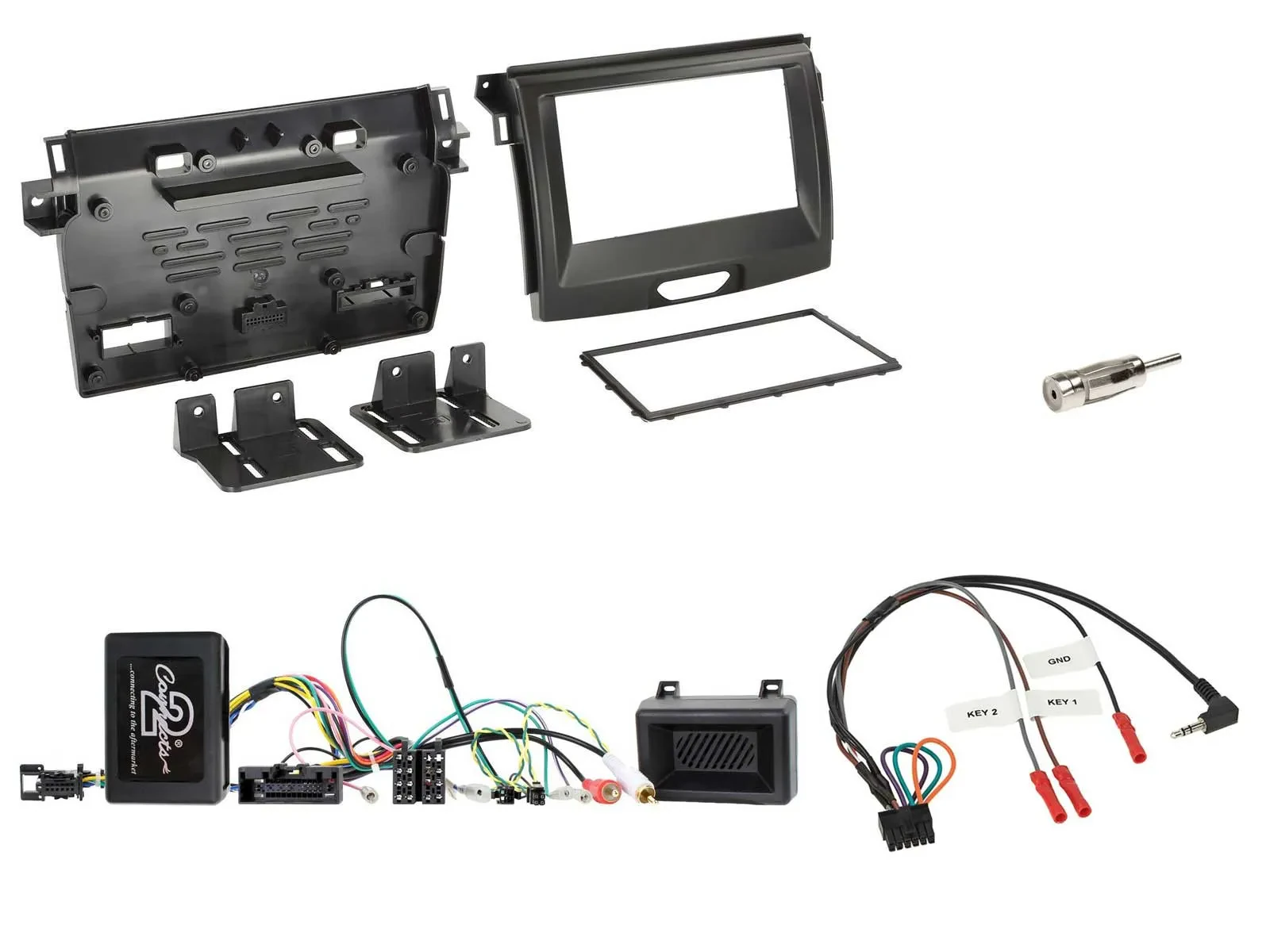 Einbauset Lenkradadapter Doppel DIN Autoradio für Ford Ranger 2AB ab 04/2015