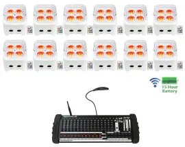 12 Rockville BEST PAR 50 Battery Wash Lights Wireless DMX+384 Channel Controller