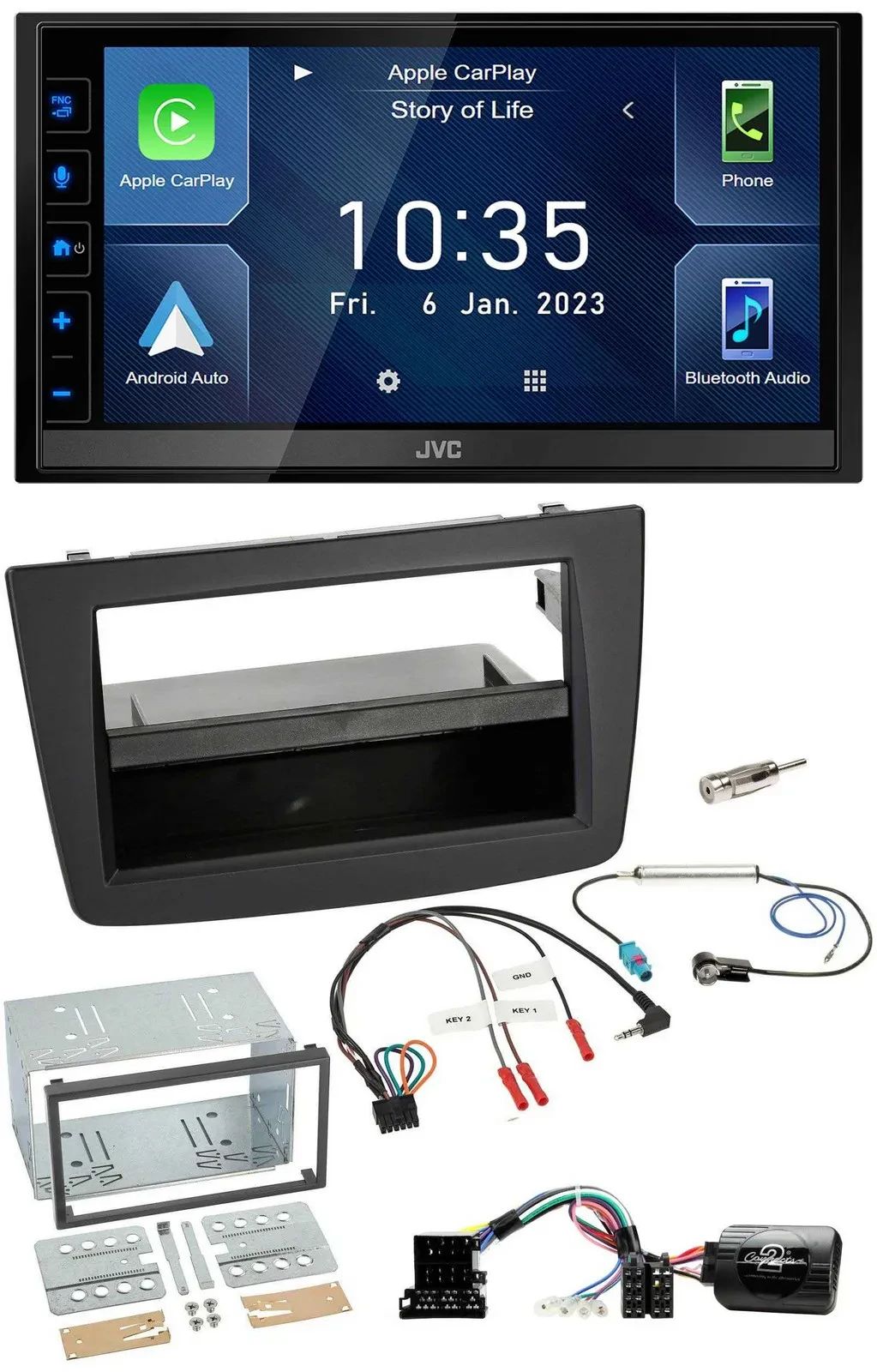 JVC DAB Bluetooth Lenkrad USB 2DIN Autoradio für Alfa Romeo Mito 08-14 schwarz