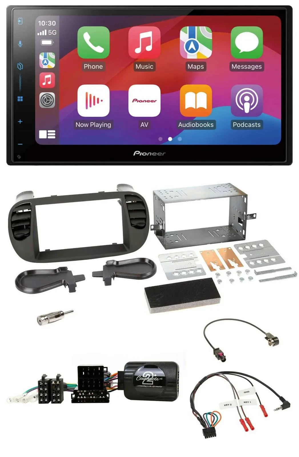 Pioneer DAB USB Lenkrad Bluetooth 2DIN Autoradio für Fiat 500 08-15 soft touch