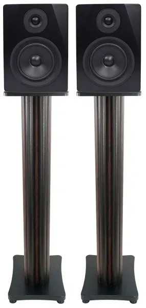 2 Rockville APM5B 5.25" USB Studio Monitor Speakers+36" Dark Wood Premium Stands