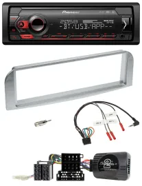 Автомагнитола Pioneer USB DAB Bluetooth для Alfa GT/147 (2007–2010), серебристо-серая, с поддержкой кнопок на руле