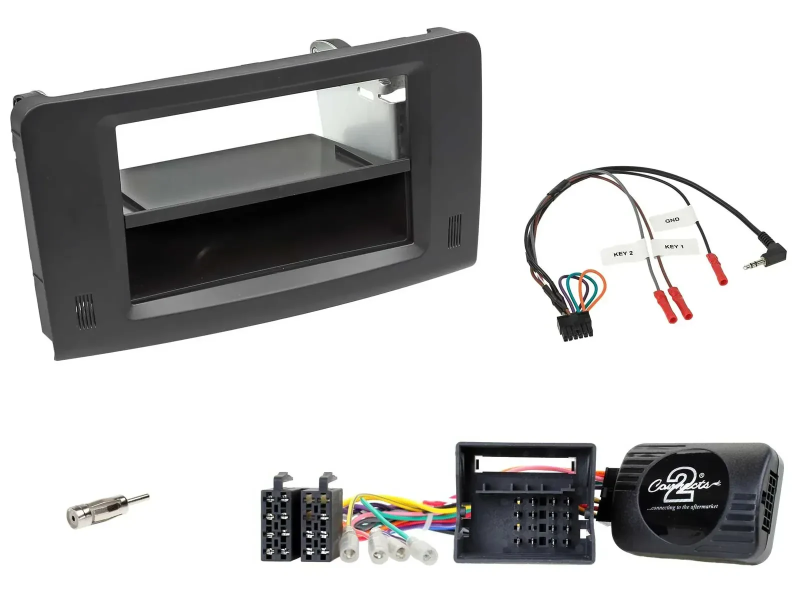 Einbauset Lenkradadapter DIN Autoradio für Mercedes M-Klasse 2005-2011 Profi sch