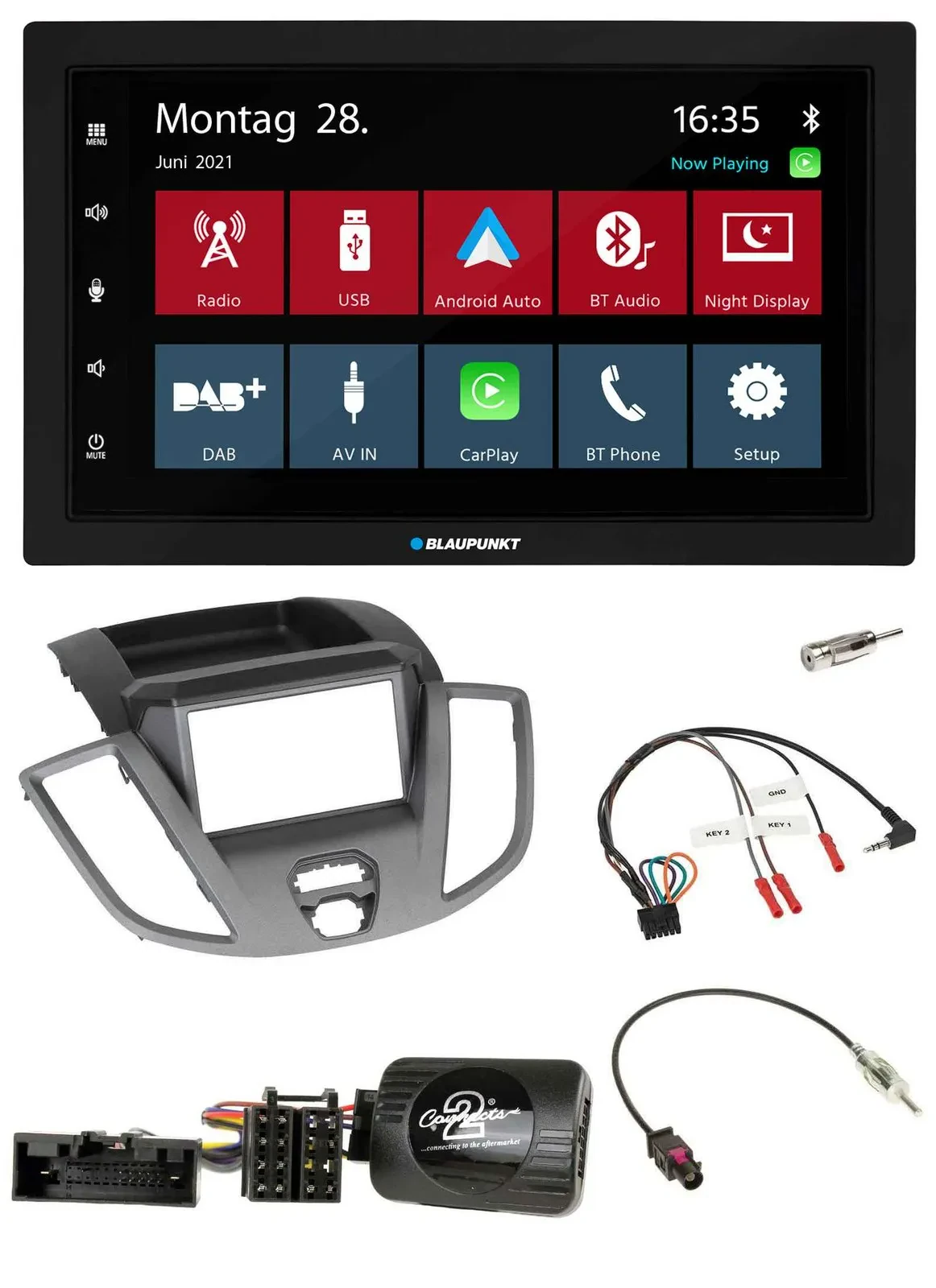 Blaupunkt Lenkrad Bluetooth DAB 2DIN USB Autoradio für Ford Transit V363 2014-20