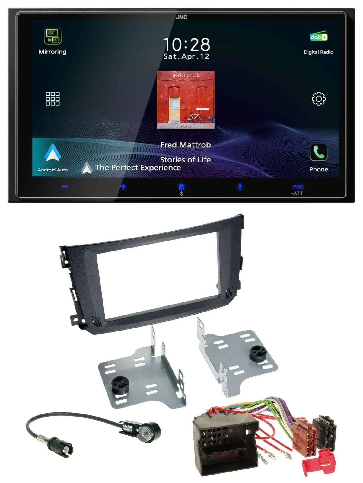 JVC USB Bluetooth 2DIN DAB MP3 Autoradio für Smart ForTwo 2010-14 Quadlock