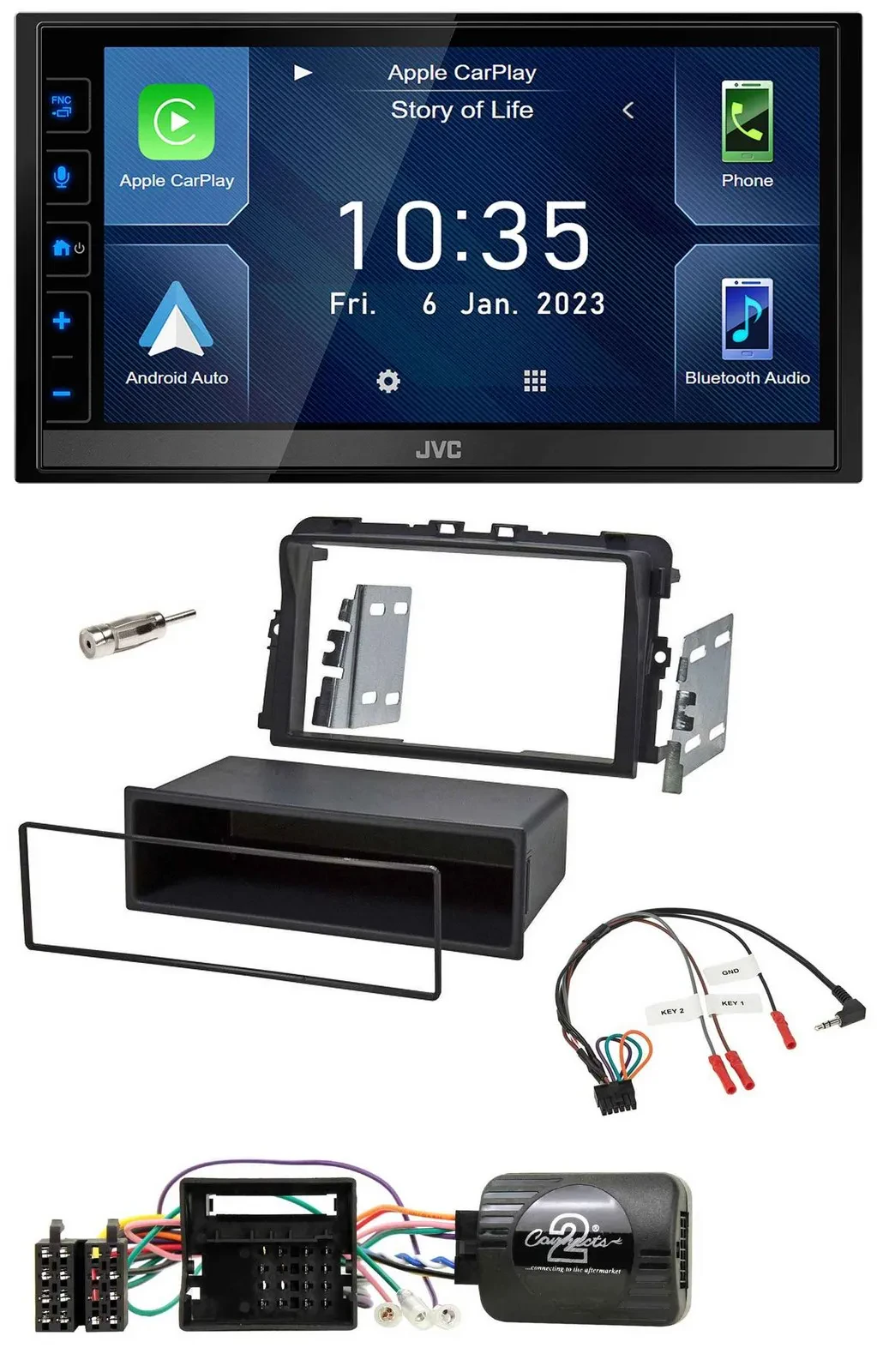 JVC DAB Bluetooth Lenkrad USB 2DIN Autoradio für Opel Vivaro 2011-2015