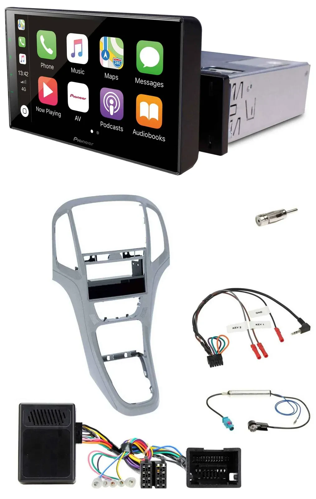 Pioneer Bluetooth Lenkrad DAB USB Autoradio für Opel Astra J 09-16 Platin silber