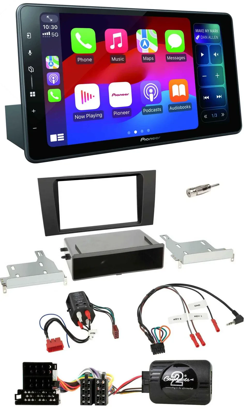 Автомагнитола для Audi A4 B5 1999–2001 Pioneer Bluetooth, DAB, USB, совместима с кнопками на руле и системой Bose