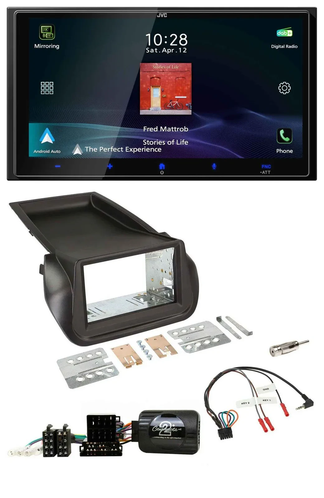 JVC USB Bluetooth 2DIN DAB Lenkrad Autoradio für Citroen Nemo Fiat Fiorino Peuge