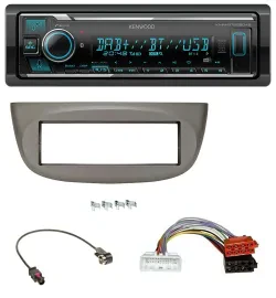 Kenwood Bluetooth MP3 DAB USB Autoradio für Renault Twingo ab 2015 beige-grau