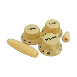 Allparts Complete Knob Set for Fender Strat/Stratocaster (5 pcs), CREAM