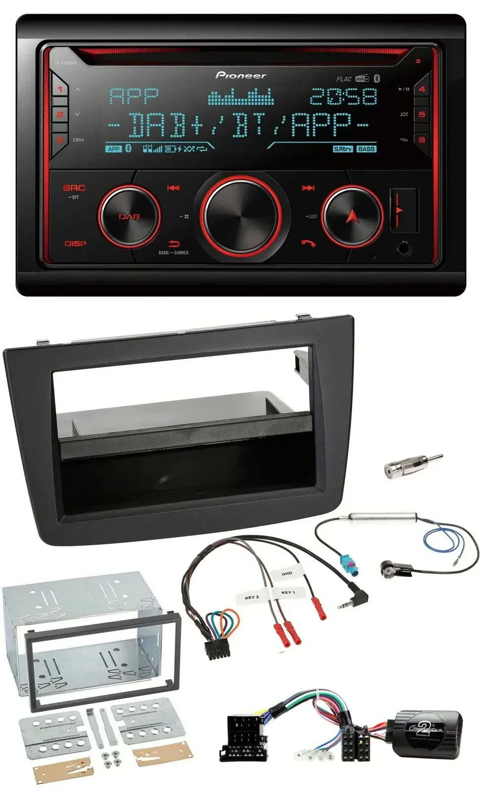 Автомагнитола Pioneer 2DIN, DAB, Bluetooth, USB, CD для Alfa Romeo MiTo (2008–2014)