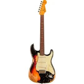 Электрогитара Fender Custom Shop 1963 Stratocaster Super Heavy Relic Black Over 3-Color Sunburst