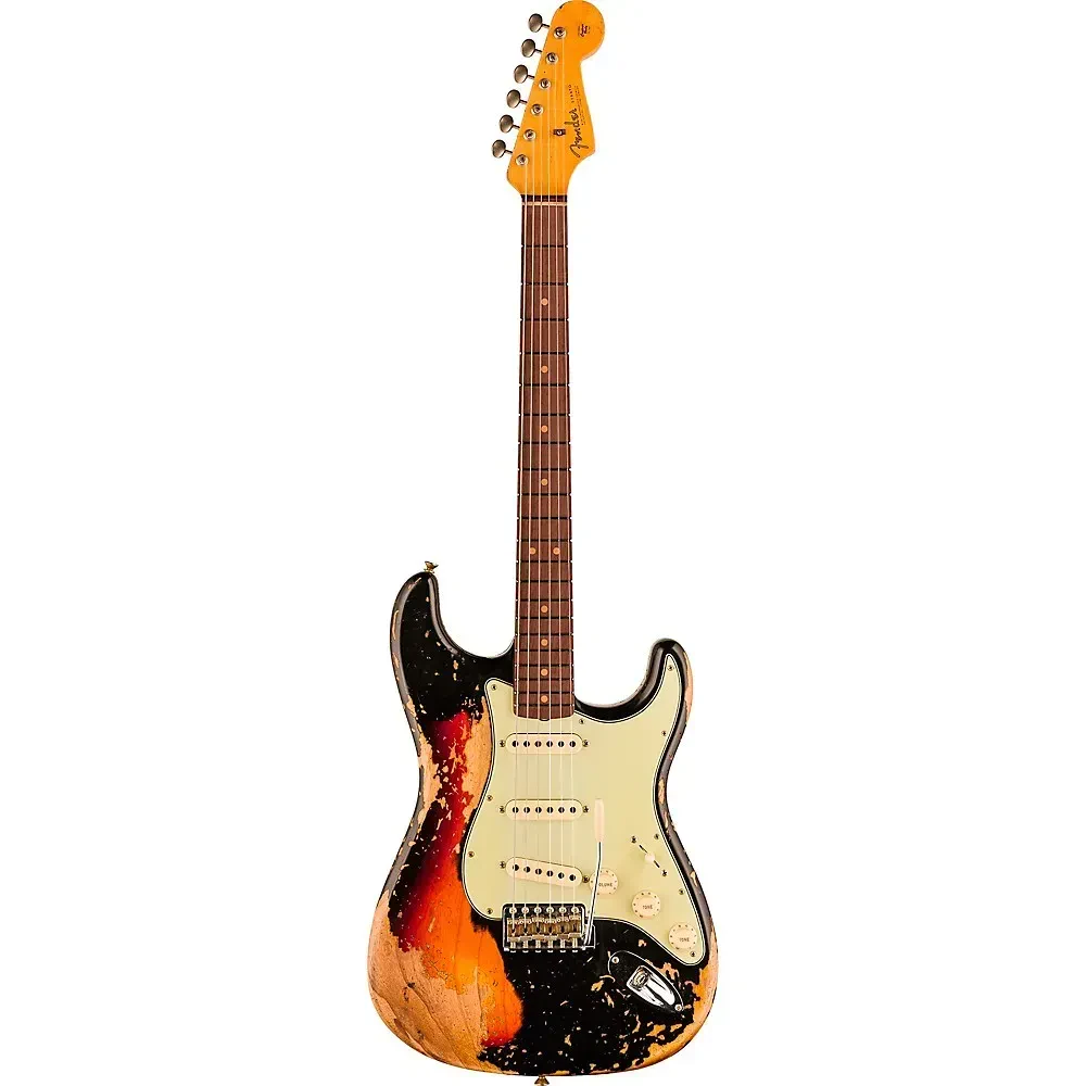 Электрогитара Fender Custom Shop 1963 Stratocaster Super Heavy Relic Black Over 3-Color Sunburst