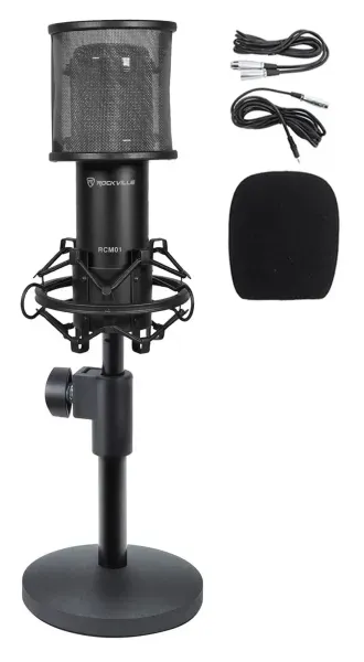 Rockville RCM01 PC Podcast Podcasting Recording Microphone+Weighted Desk Stand