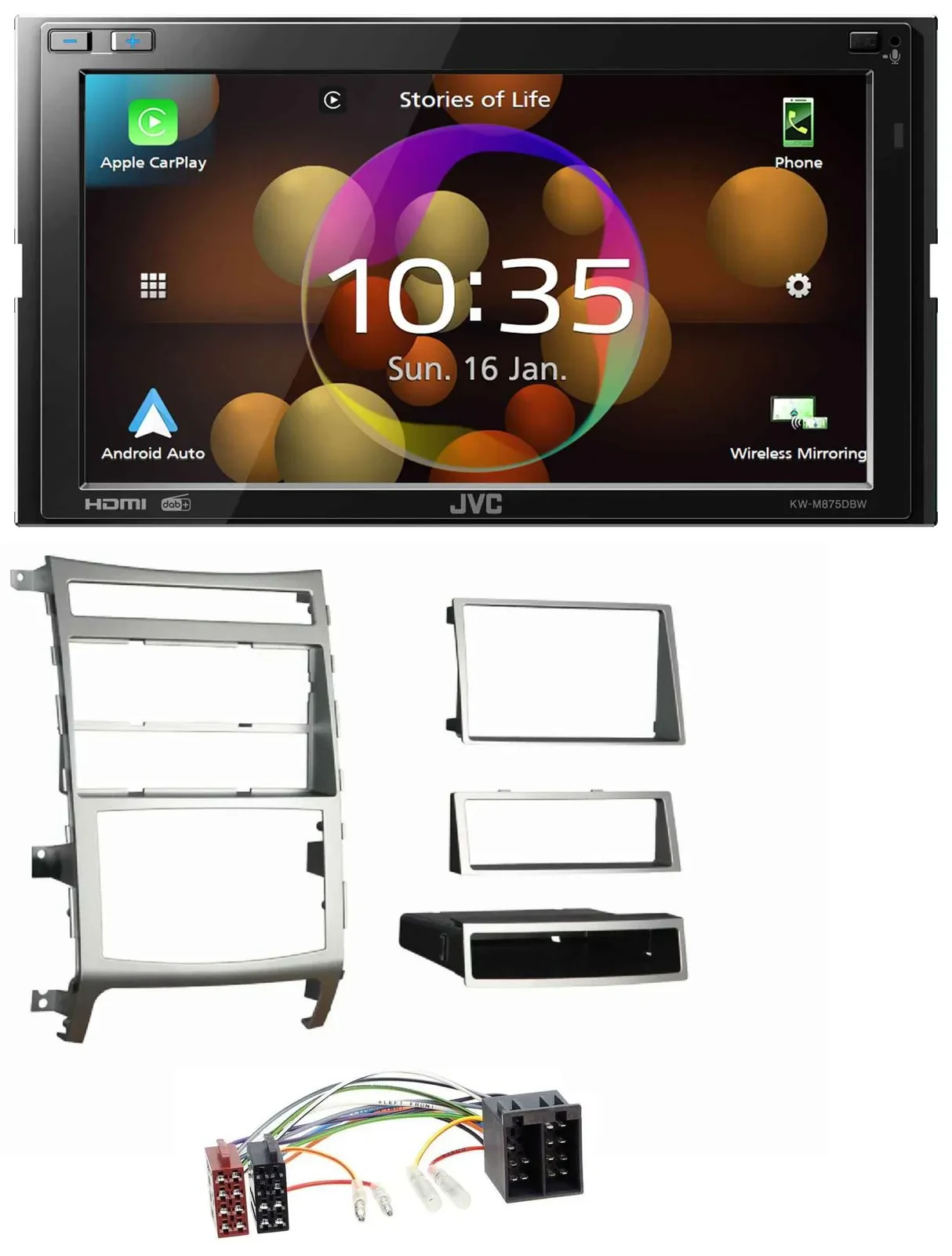 JVC DAB MP3 2DIN Bluetooth USB Autoradio für Hyundai ix55 2009-2012 silber