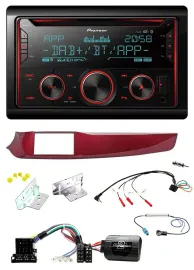 Pioneer 2DIN DAB Lenkrad Bluetooth USB CD Autoradio für Alfa Giulietta rot 940 2