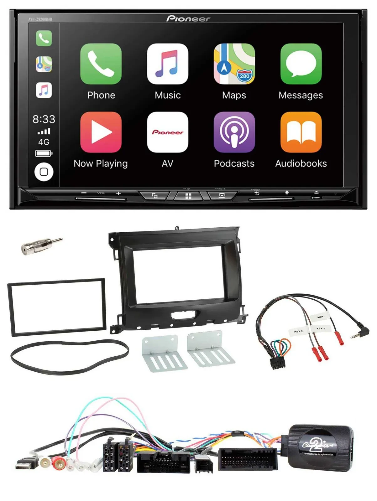 Pioneer 2DIN Lenkrad USB DAB DVD Bluetooth Autoradio für Ford Ranger XL ab 02/20