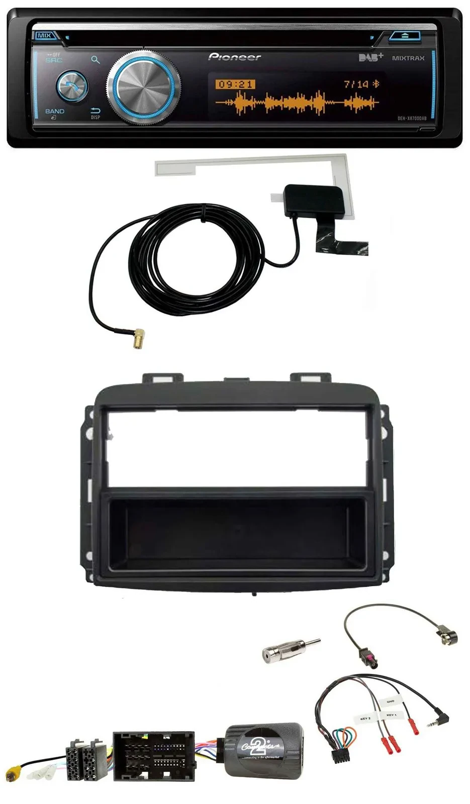 Автомагнитола Pioneer Bluetooth DAB USB CD для Fiat 500L (с 2012), совместима с управлением на руле
